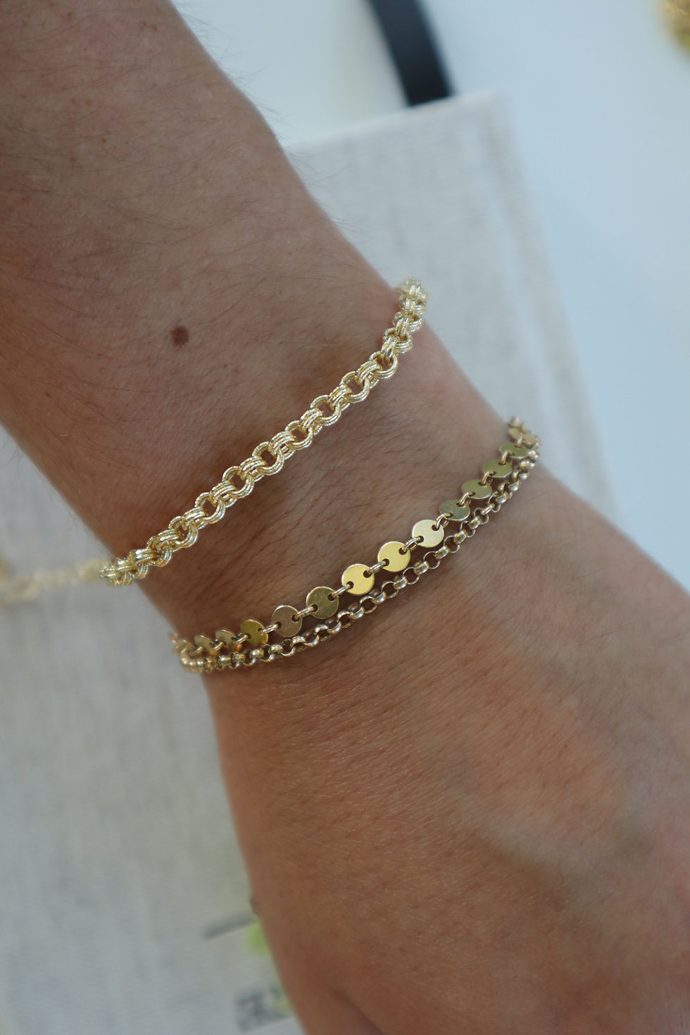18k Gold Filled Double Rolo Chain Bracelet