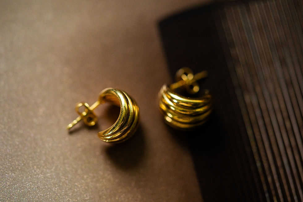 Thumbnail: 18K Gold Filled Rigid C Stud Earrings