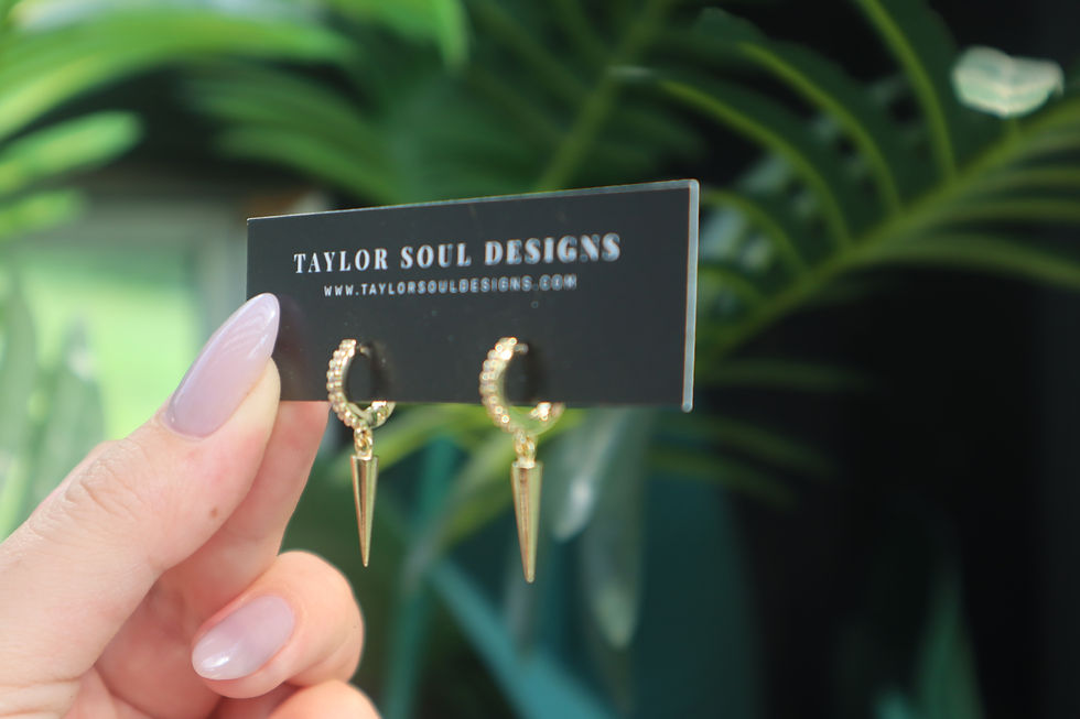 18K Gold Filled Spike Gemstone Huggie Earrings