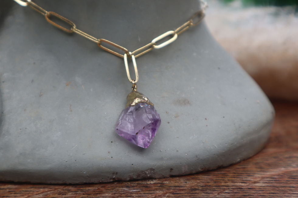18K Gold Filled Amethyst Paperclip Necklace