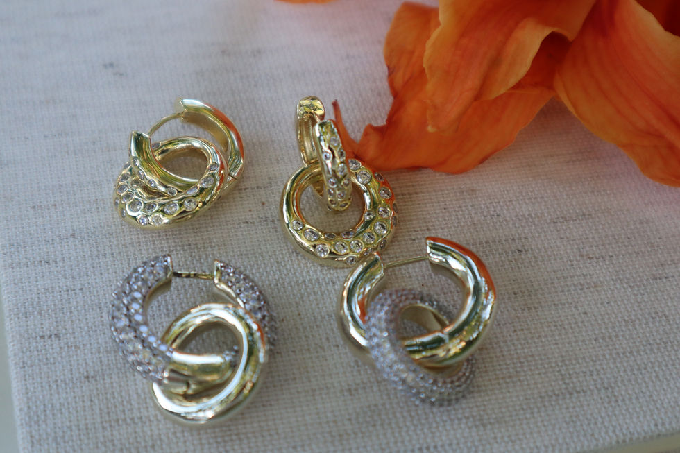 Thumbnail: 18K Gold Filled Interlock Hoop Earrings with White Cubic Zirconia