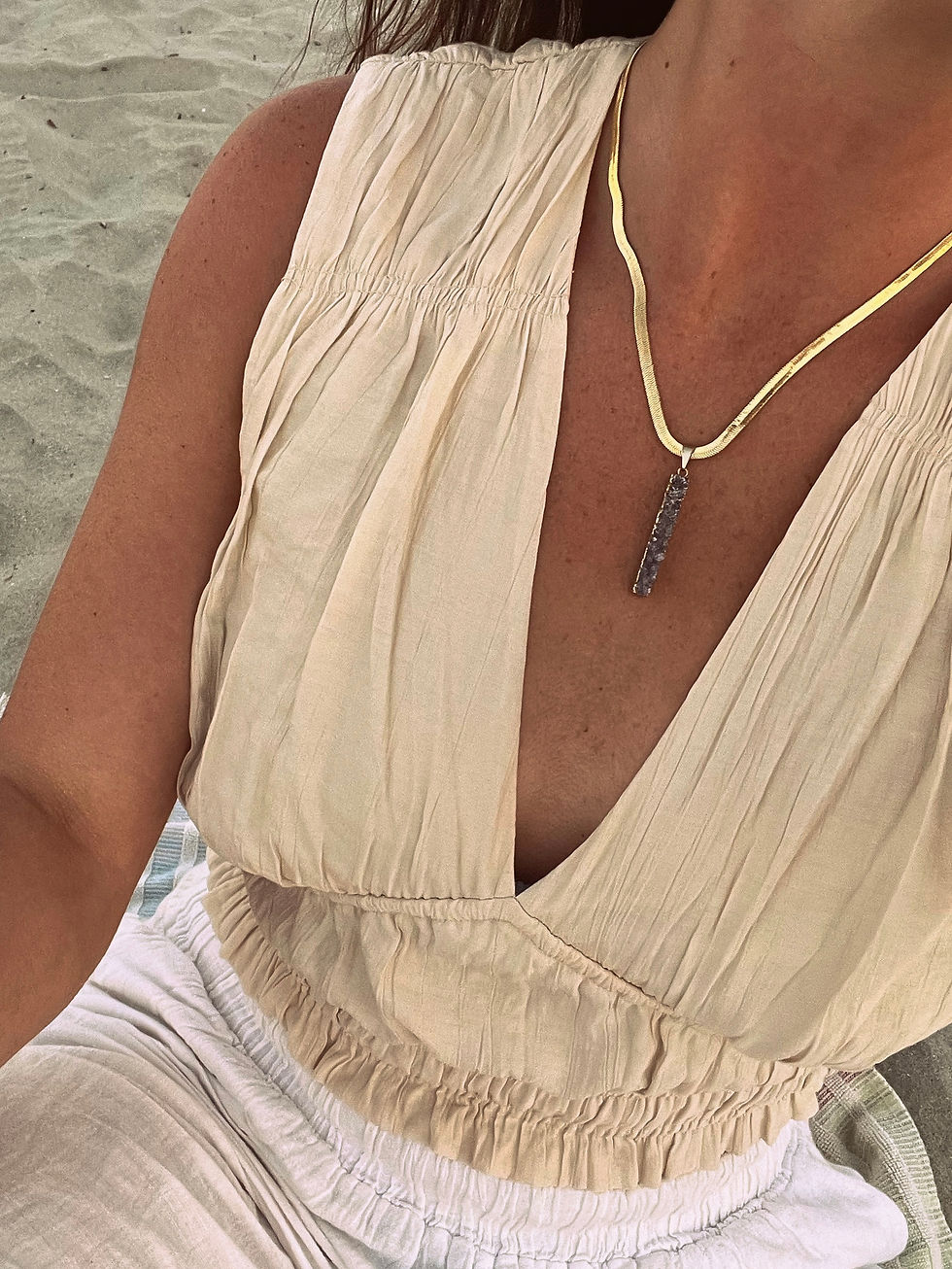 18K Gold Filled Amethyst Herringbone Chain Necklace