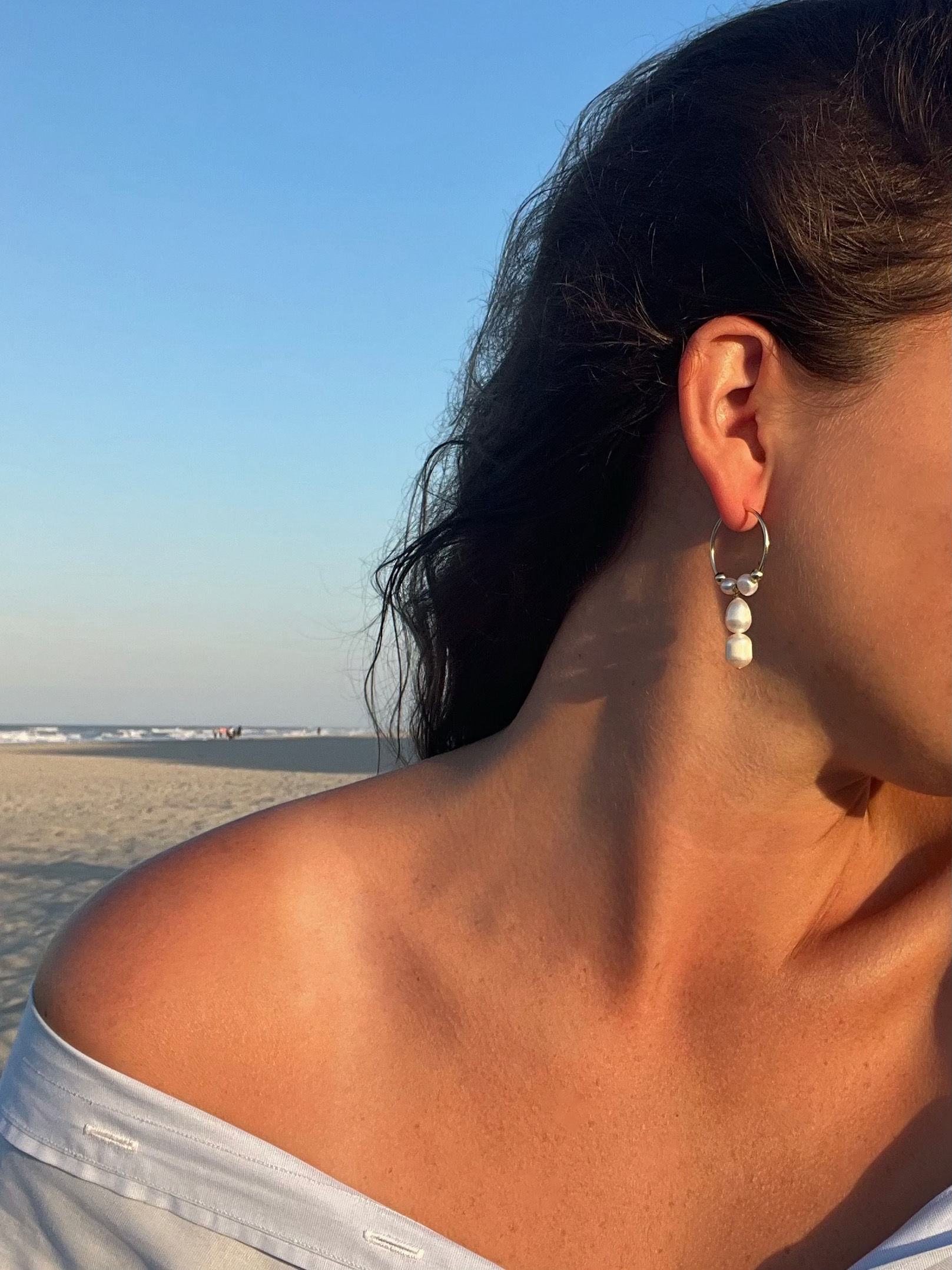 14K Gold Filled Infinity Pearl Hoop Earrings