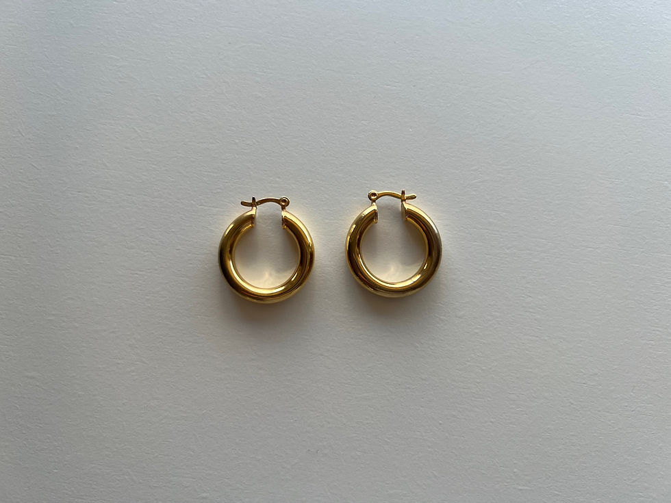 Thumbnail: 18K Gold Filled 25mm Medium Chunky Hoop Earrings