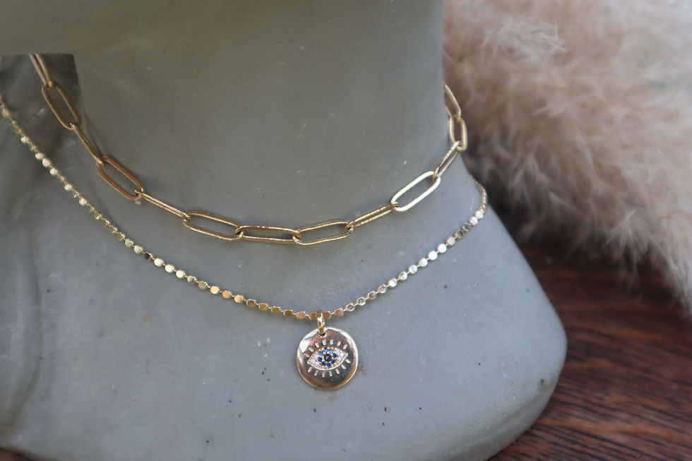 18K Gold Filled Evil Eye Dot Chain Necklace