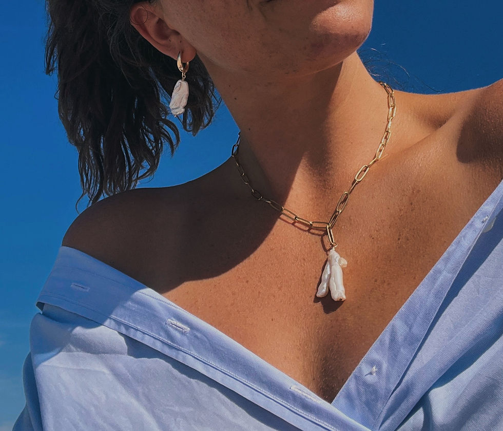 14K Gold Filled Biwa Pearl Earrings