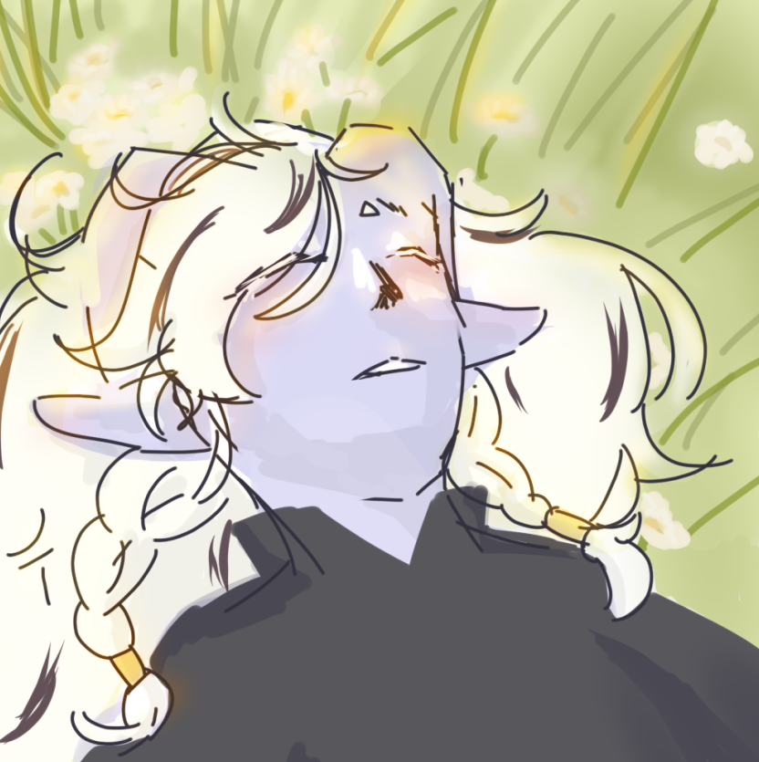Doodle of Wrench laying in field on a sunny day