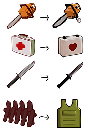 Placeholder icons (left) before getting replace by the final icons (right)