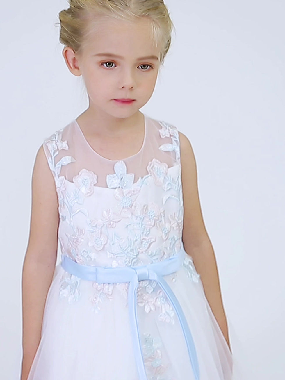 Thumbnail: ELSA & ANNA Girls Princess Wedding Bridesmaid Birthday Party Dress XA2022-3WHT