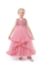 Thumbnail: ELSA &ANNA Girls Princess Wedding Bridesmaid Birthday Party Dress XA2022-2PNK