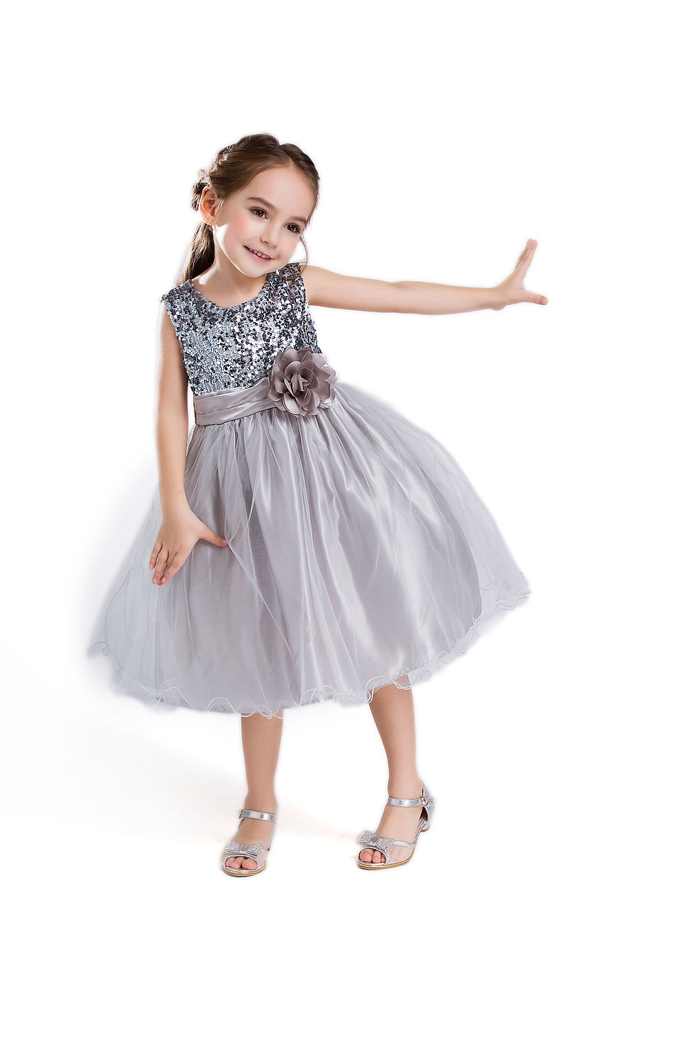 ELSA & ANNA Girls Princess Wedding Bridesmaid Party Dress Formal Dress PDGRY02