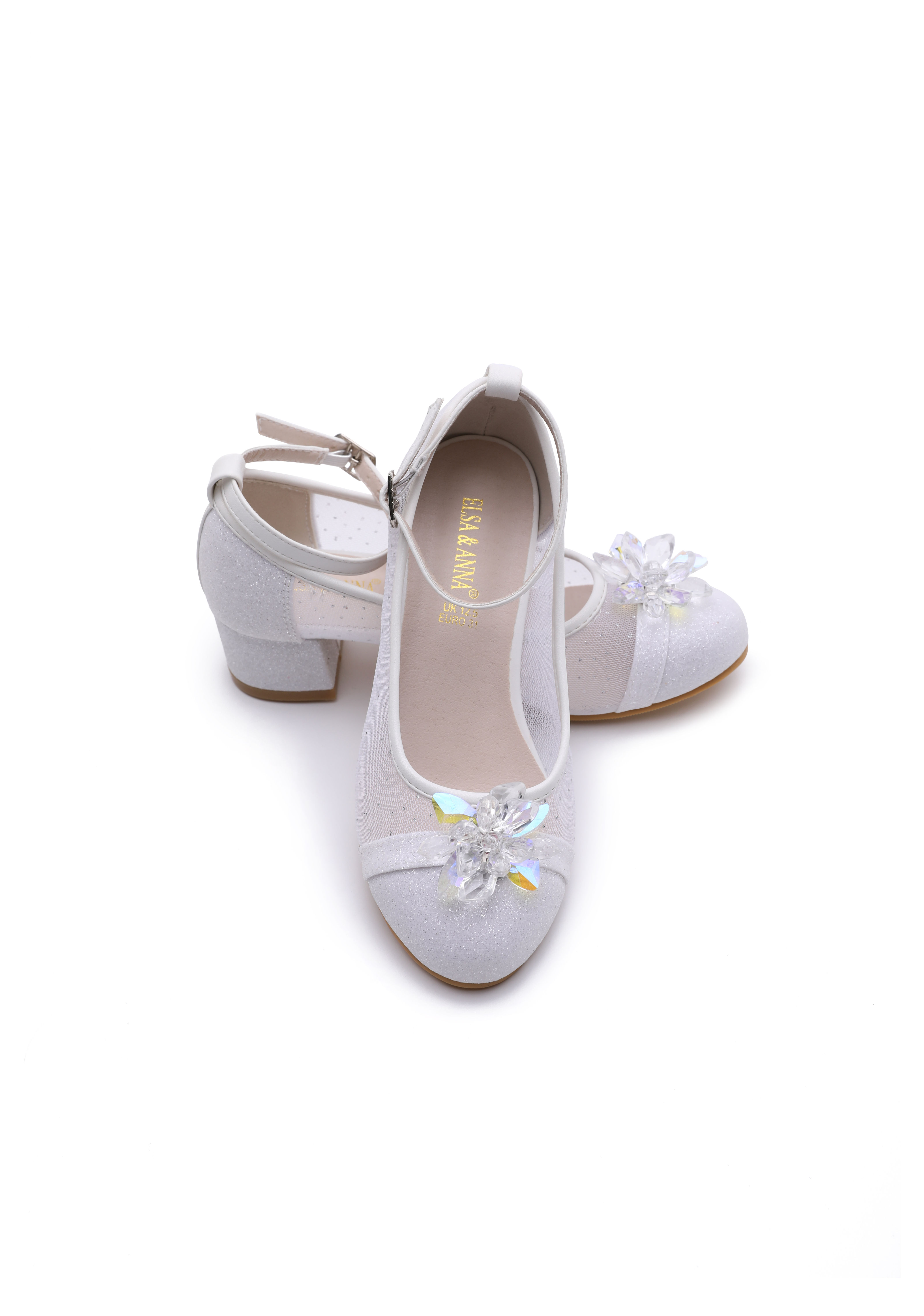 ELSA & ANNA® Girls Princess Snow Queen Wedged Party Shoes Sandals SH2202-WHT