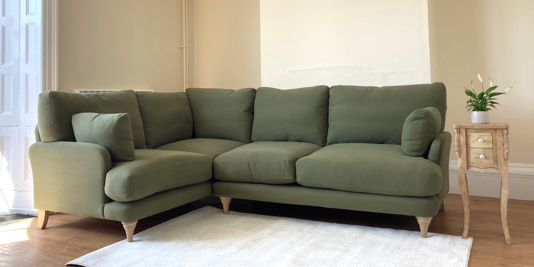 NEW Loaf Smithy Large Corner Sofa Allotment Green Cotton RRP £4895-SAVE £2000!