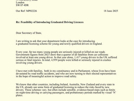 Letter: Graduated Driving Licences