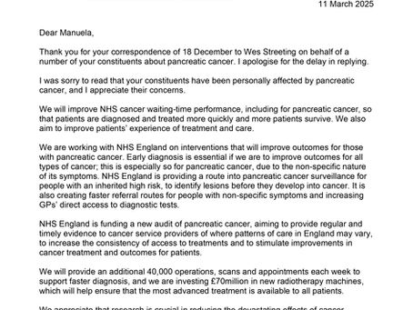 Ministerial Response: Urgent Action on Pancreatic Cancer