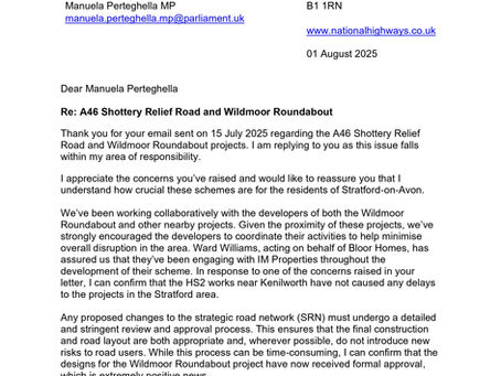 Response: Improvements to the A46 Stratford-Evesham Follow-up