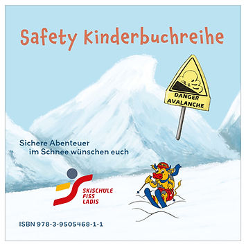 Rückseite von Ellas Safety Buch - mit Logo von Skischule Fies Ladies