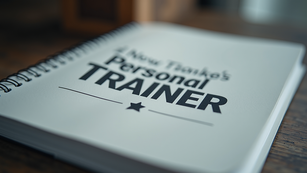 Close-up view of a personal trainer's guidebook