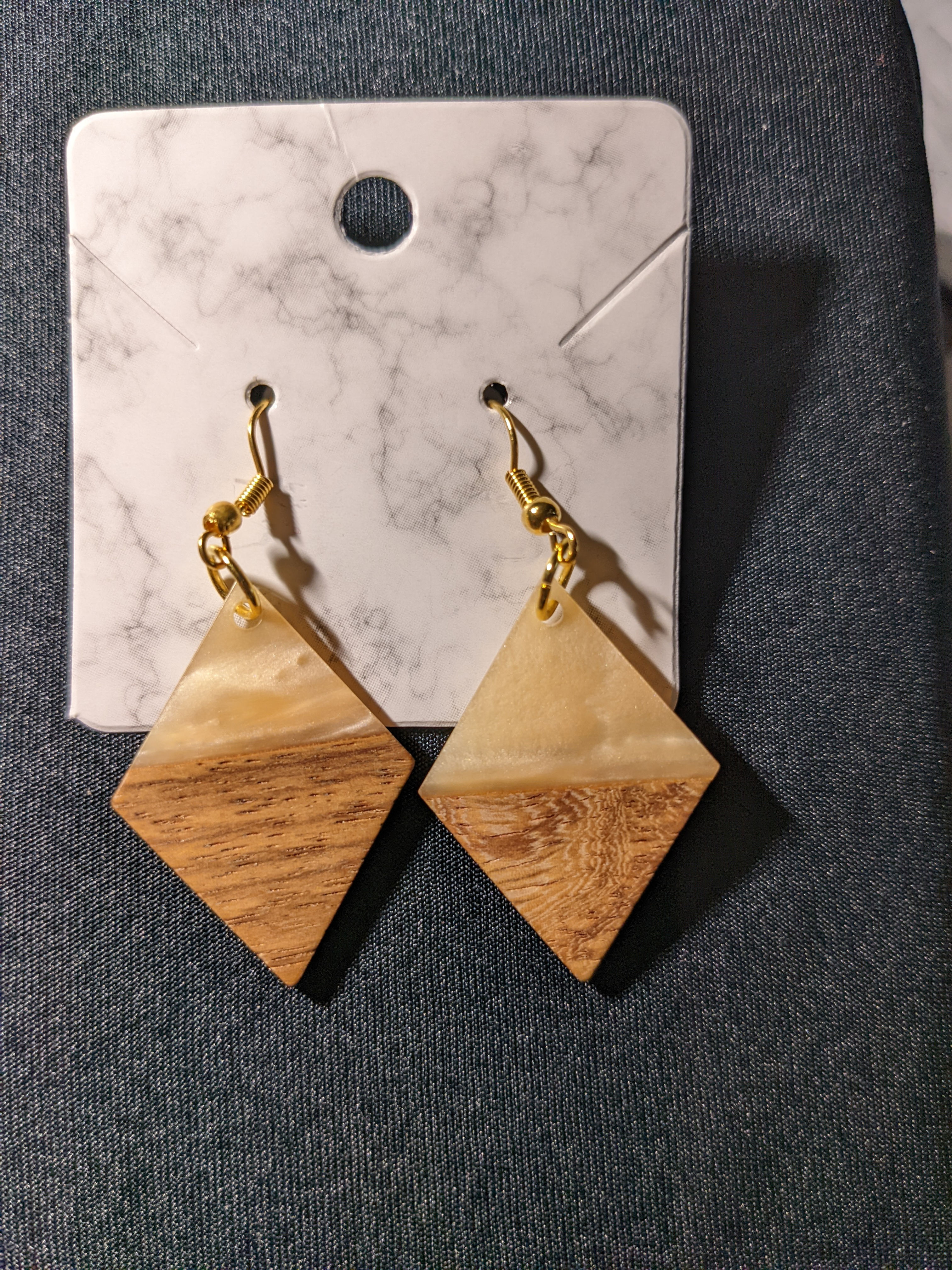 Wood  diamond shaped earrings