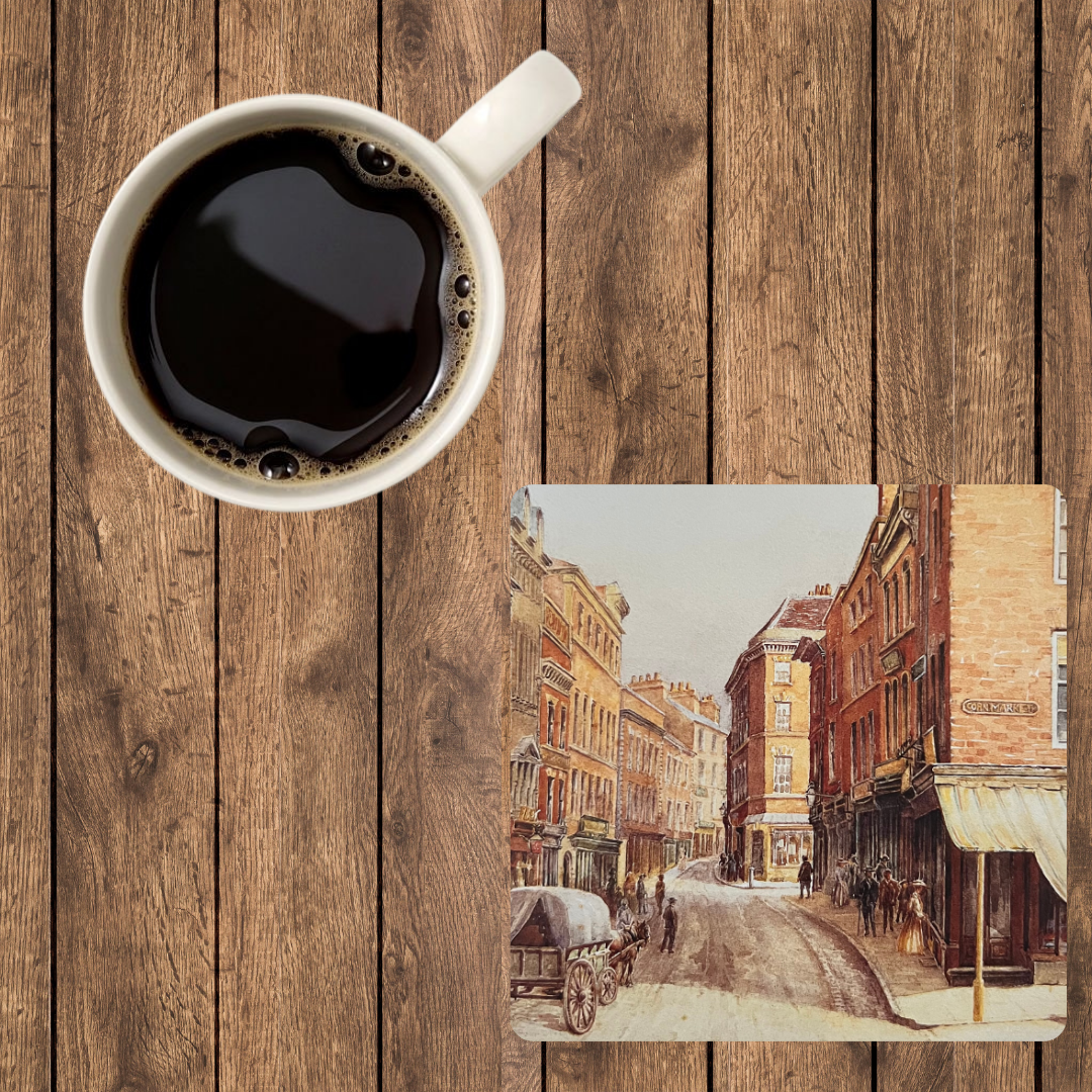 A 9x9cm coaster with a view of Rotten Row c1858