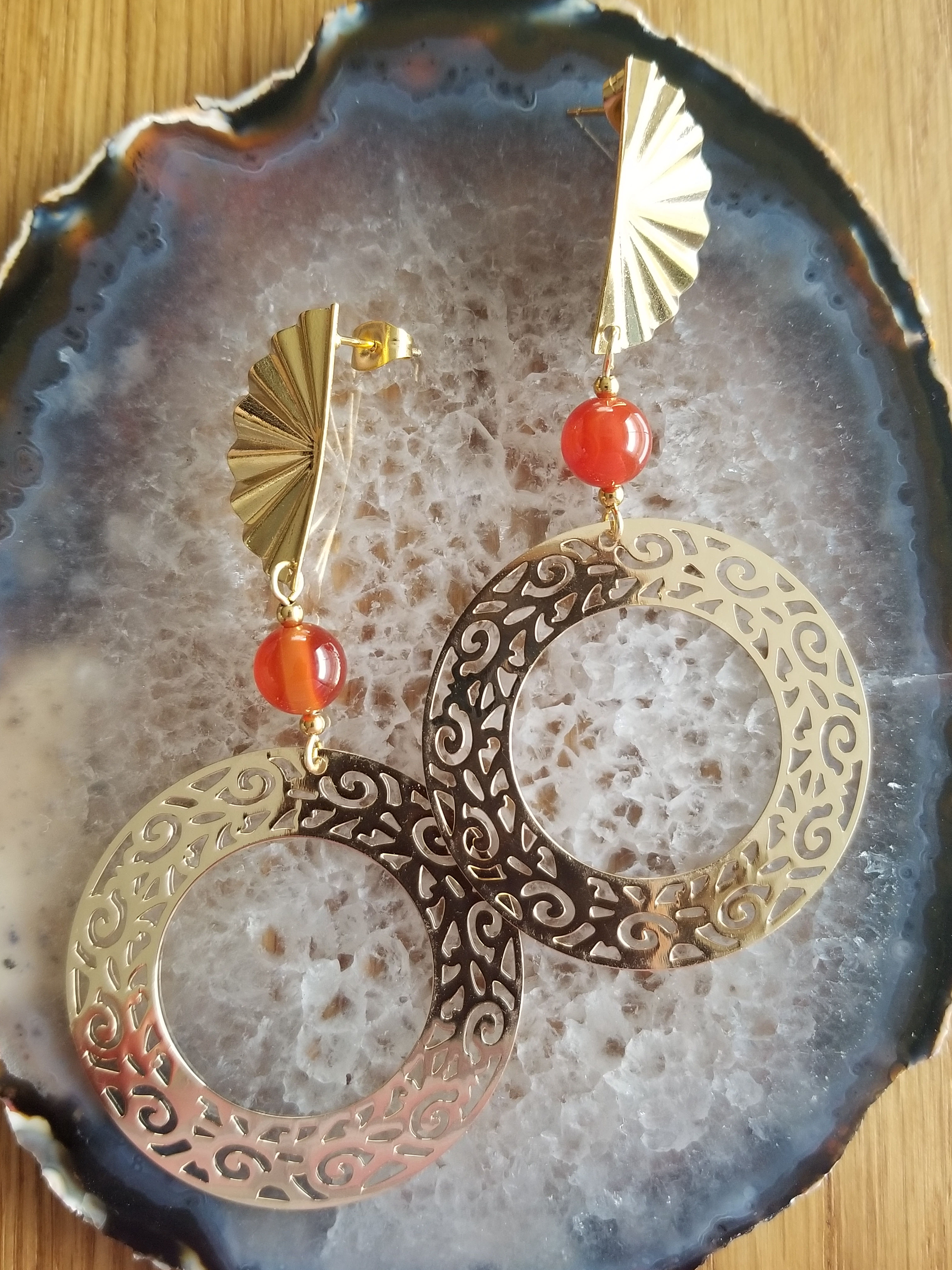 Boucles d'oreilles en Cornaline