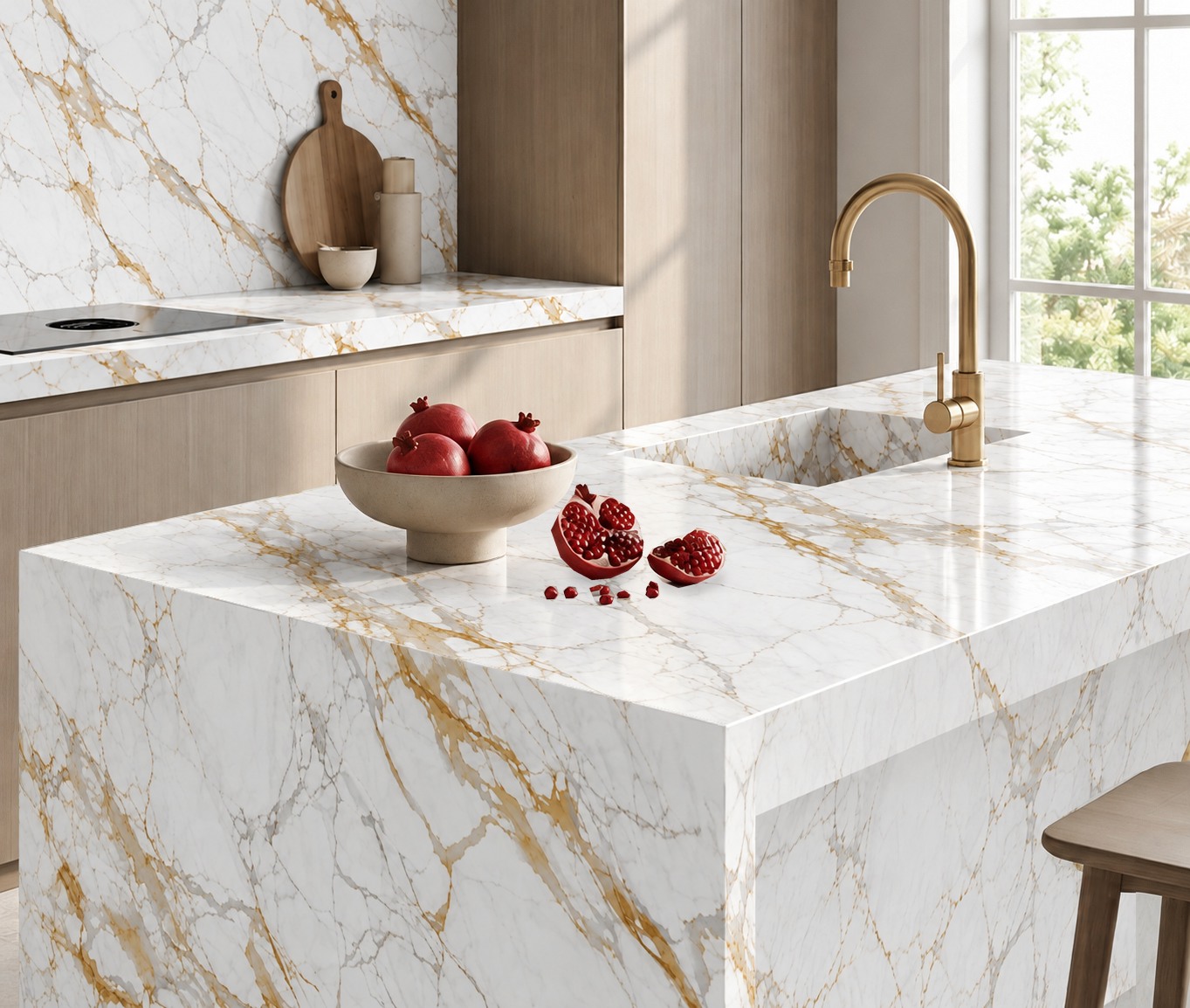 CALACATTA GOLD: isla de cocina. Inspiración del catálogo.
