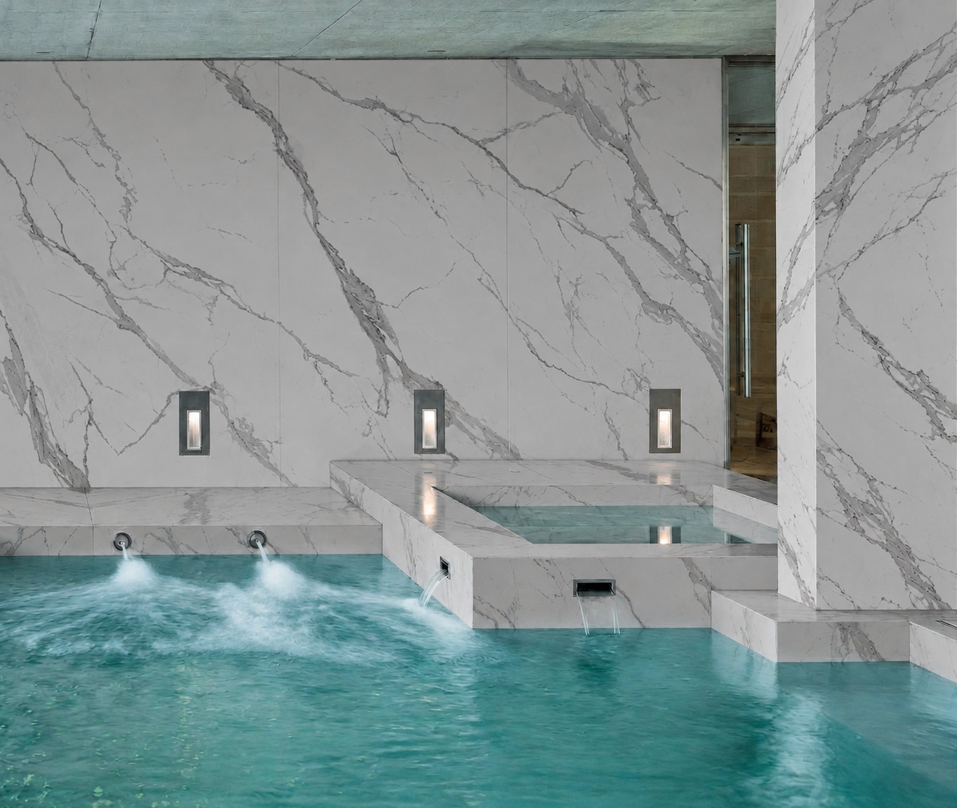 STATUARIO: ambiente de spa o piscina interior. Inspiración del catálogo.