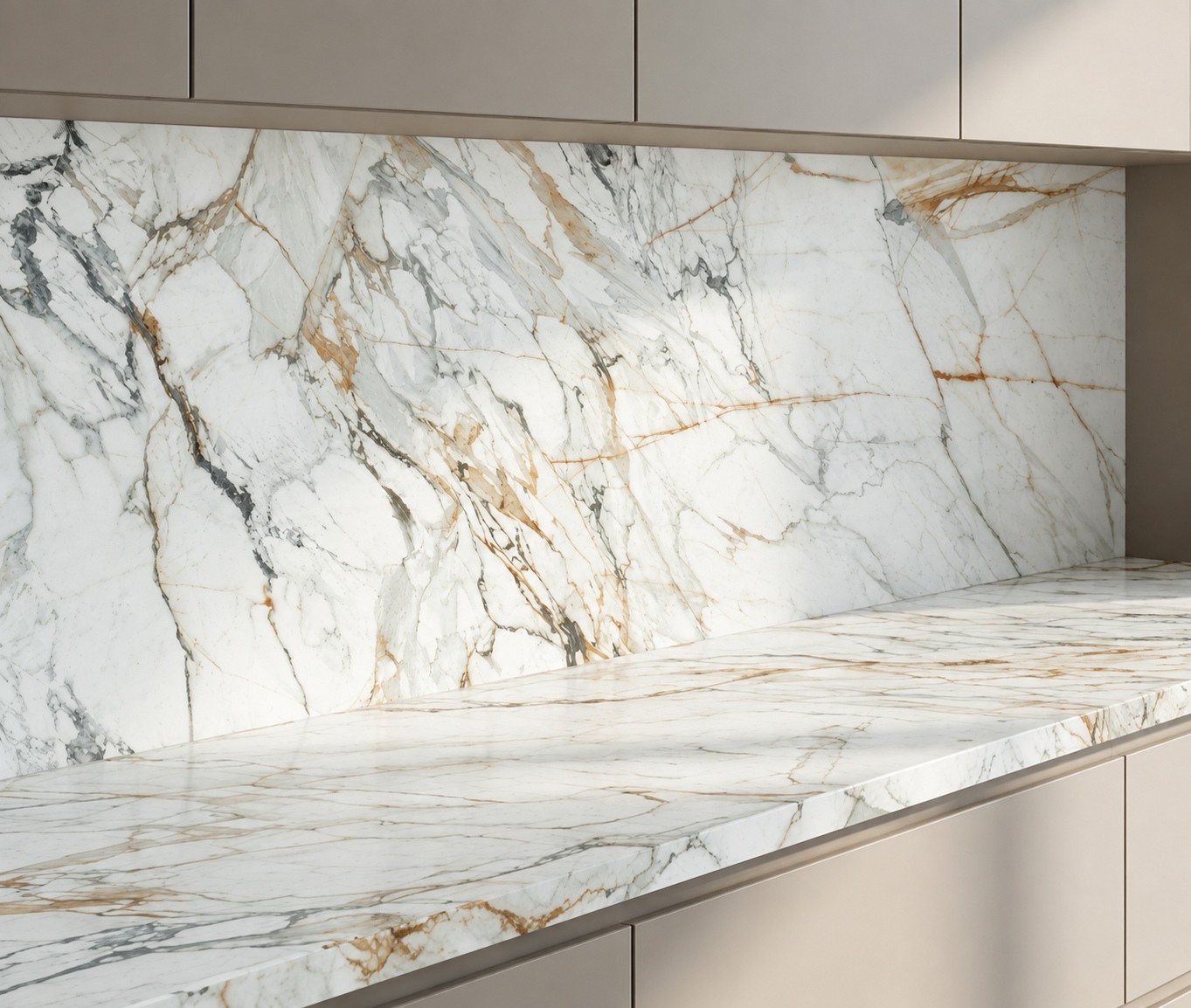 STATUARIETTO GOLD: cubierta con respaldo de cocina. Inspiración del catálogo.