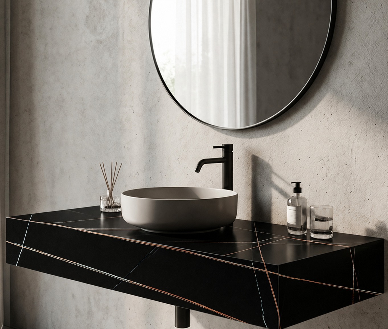SAHARA NOIR: lavabo de baño. Inspiración del catálogo.