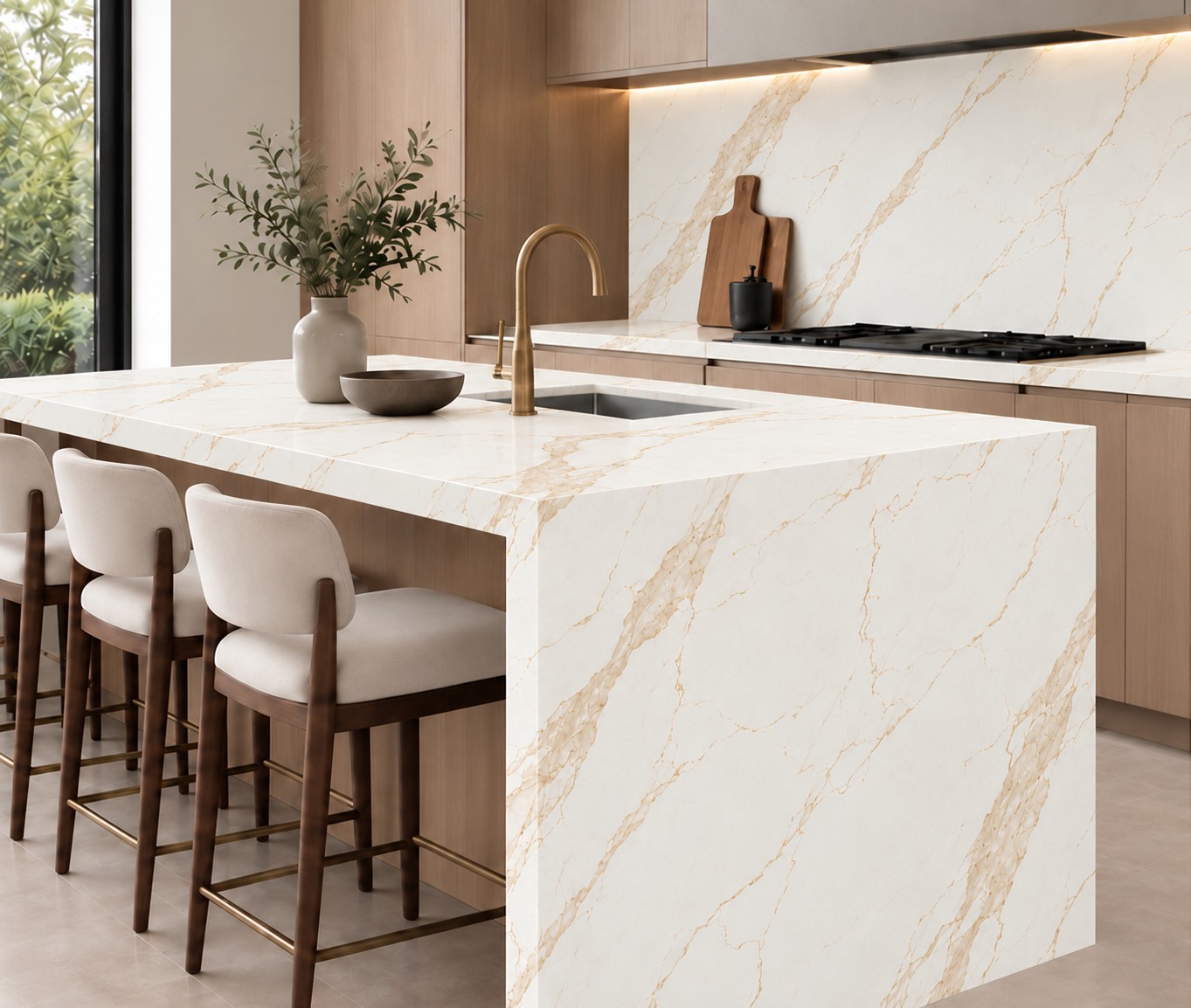 GOLDEN CALACATTA: isla de cocina. Inspiración del catálogo.