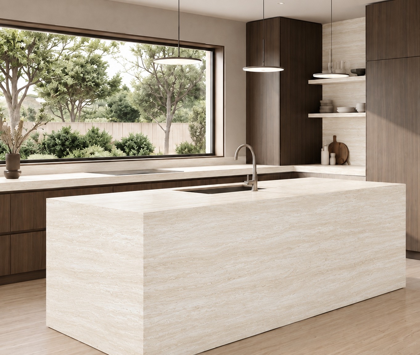 TRAVERTINO: isla de cocina. Inspiración del catálogo.