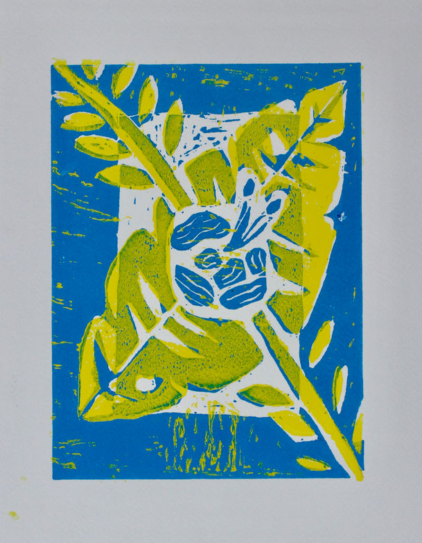 Students practised printing in 2 colours.