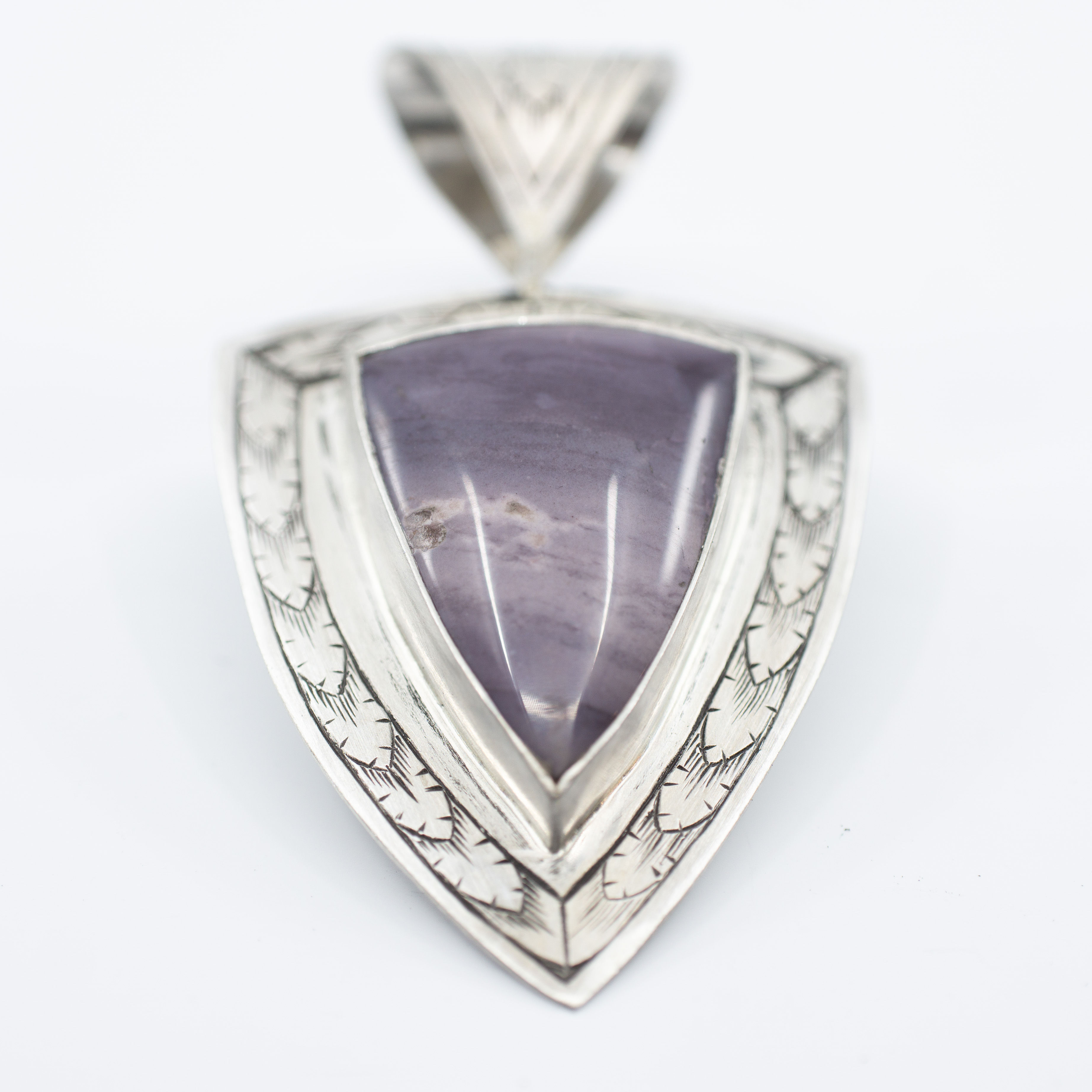 Handmade, Hand Engraved Sterling Silver and Hyacinth Jasper Pendant