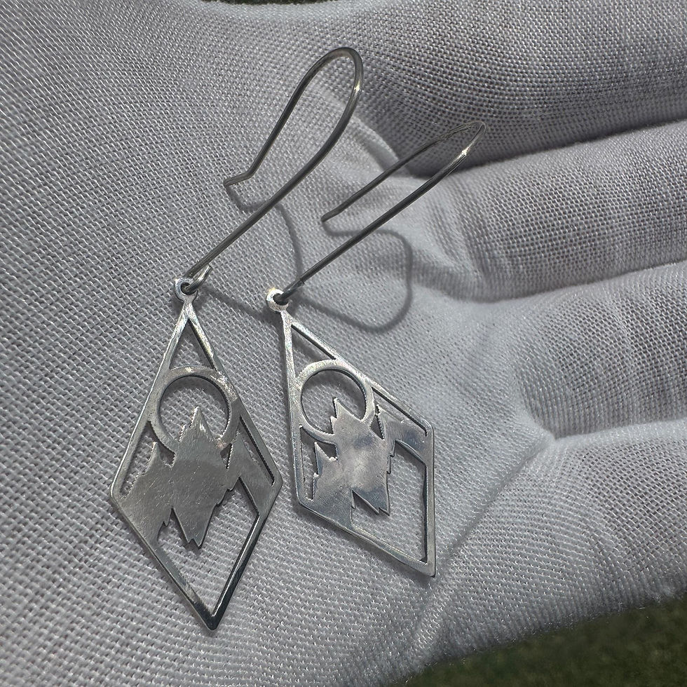 Thumbnail: Handmade Sterling Silver Moon over Mountains Earrings Made in the USA