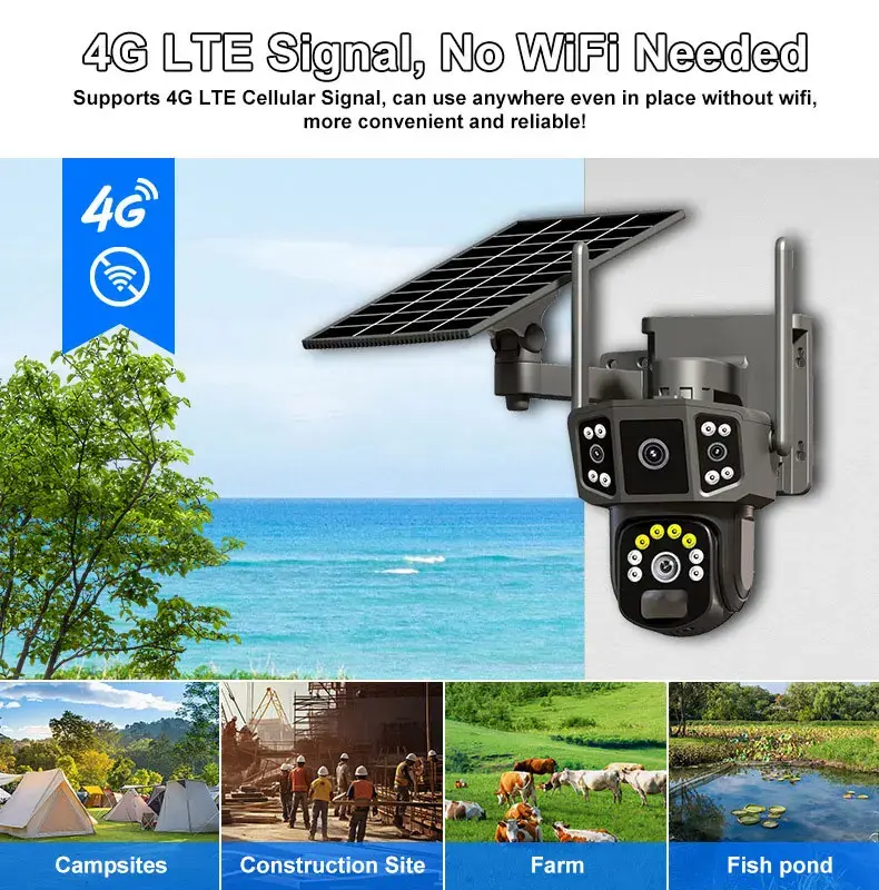Thumbnail: 4G Sim Solar 4K Dual Lens Security Camera WIFI Solar V380