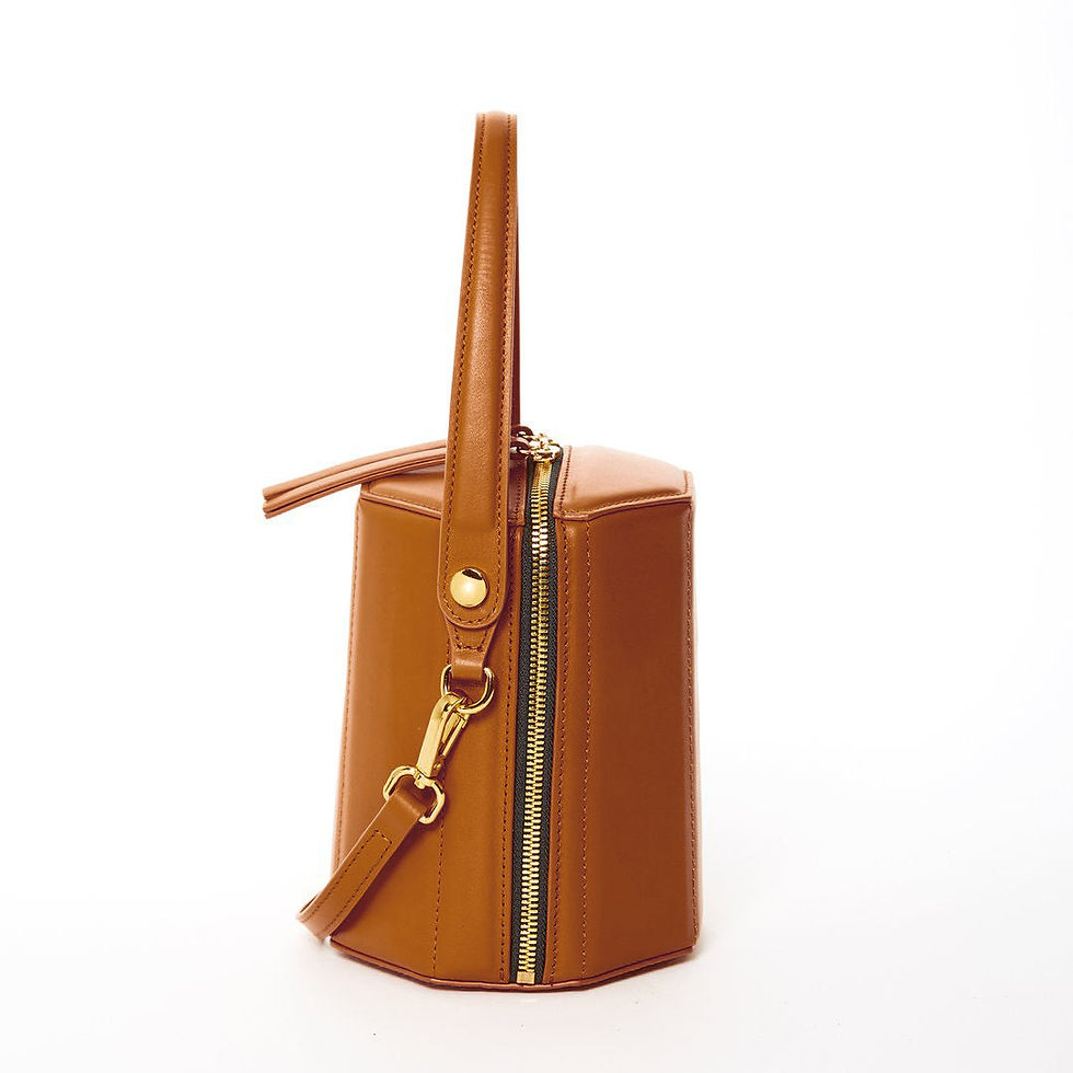 Thumbnail: Harper Amber Brown Leather Bucket Bag