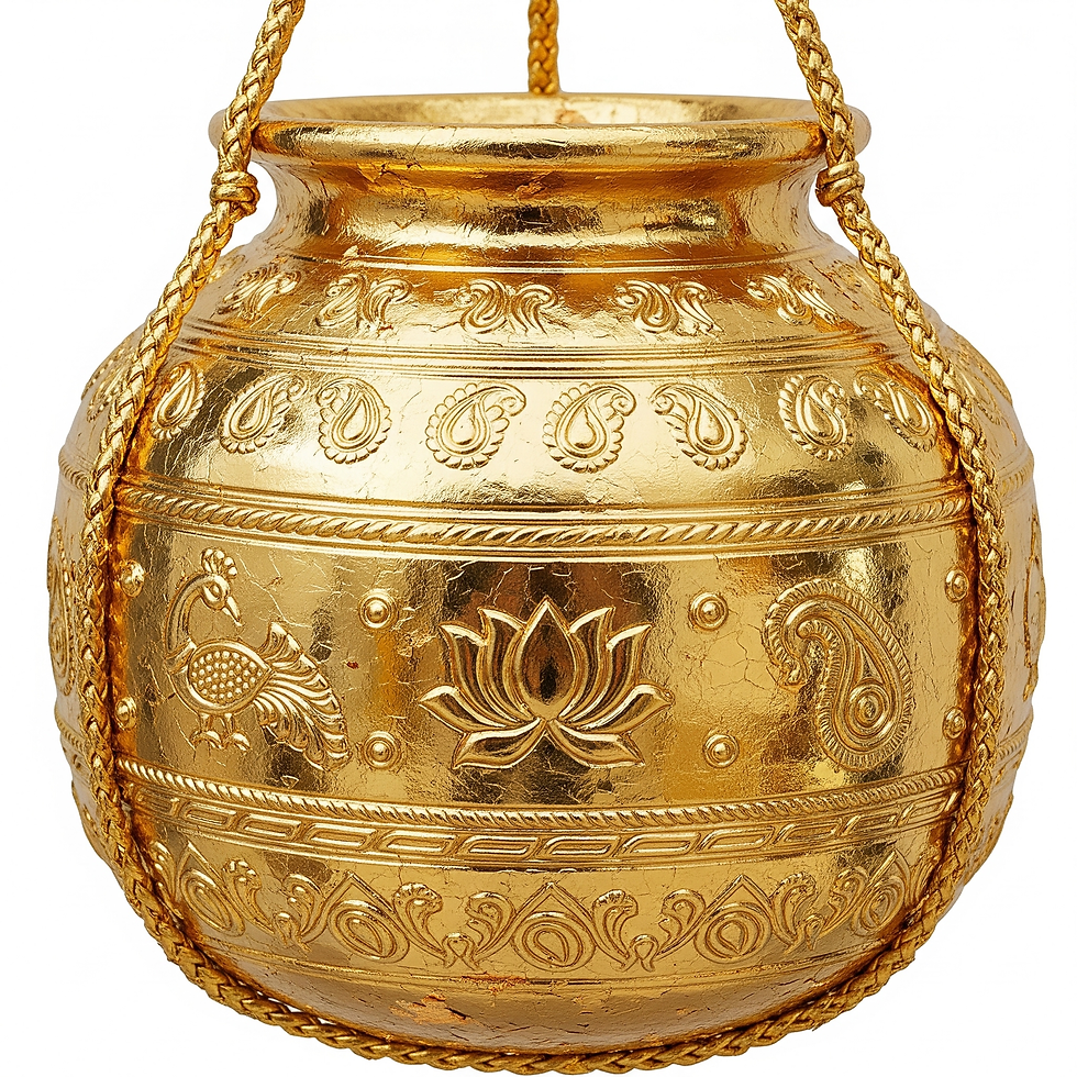 24K Gold Leaf Gilded Dahi Handi by MIDAS TOUCH by Shehzad Khan, an exclusive handcrafted masterpiece for Janmashtami celebrations.