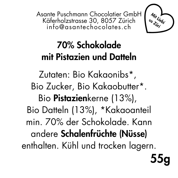 Miniaturbild: 70% Schokolade mit Pistazien und Datteln