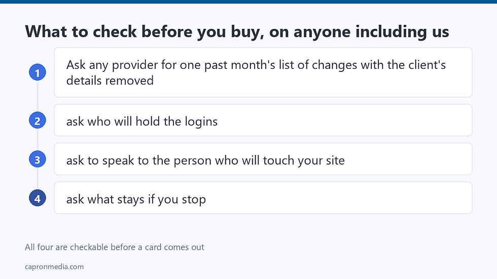 A four-step check to run on any provider, reseller or supplier, before buying.
