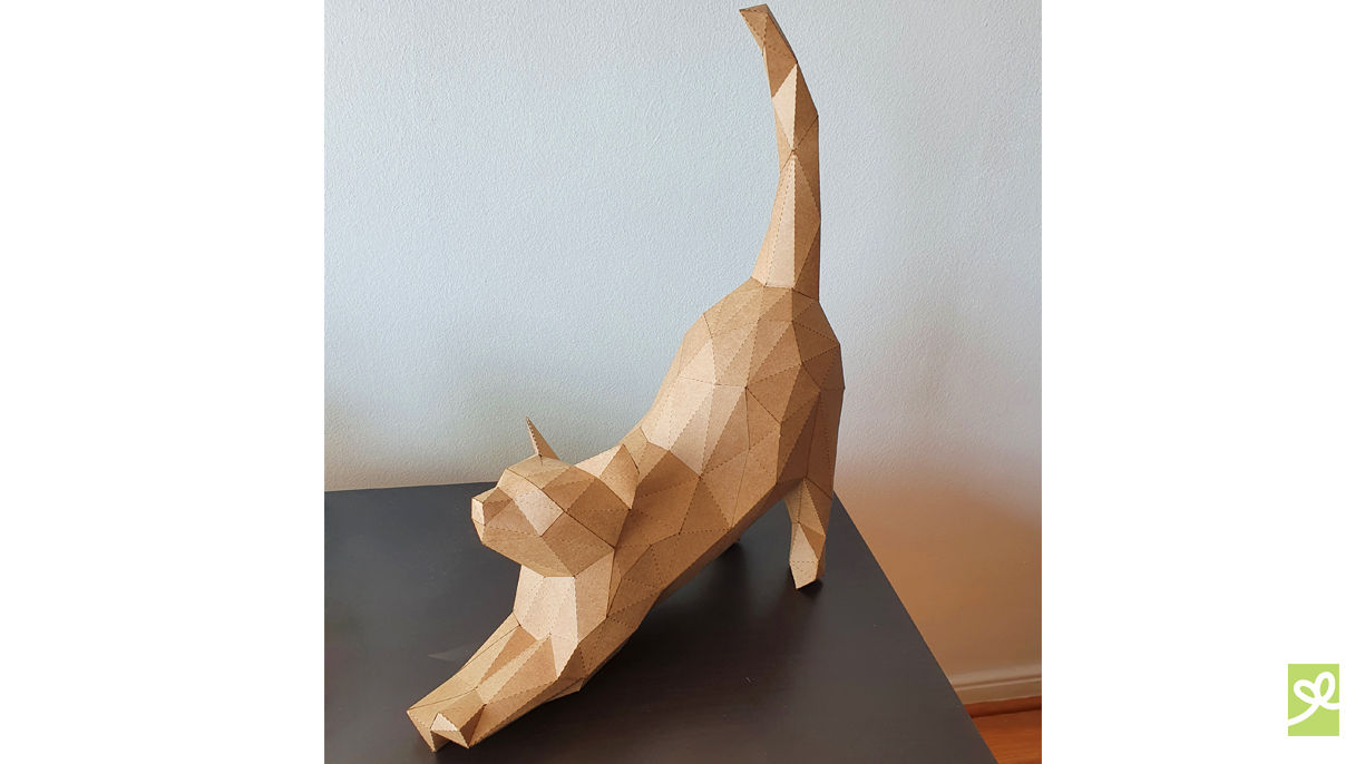 Gato cartón tridimensional armable