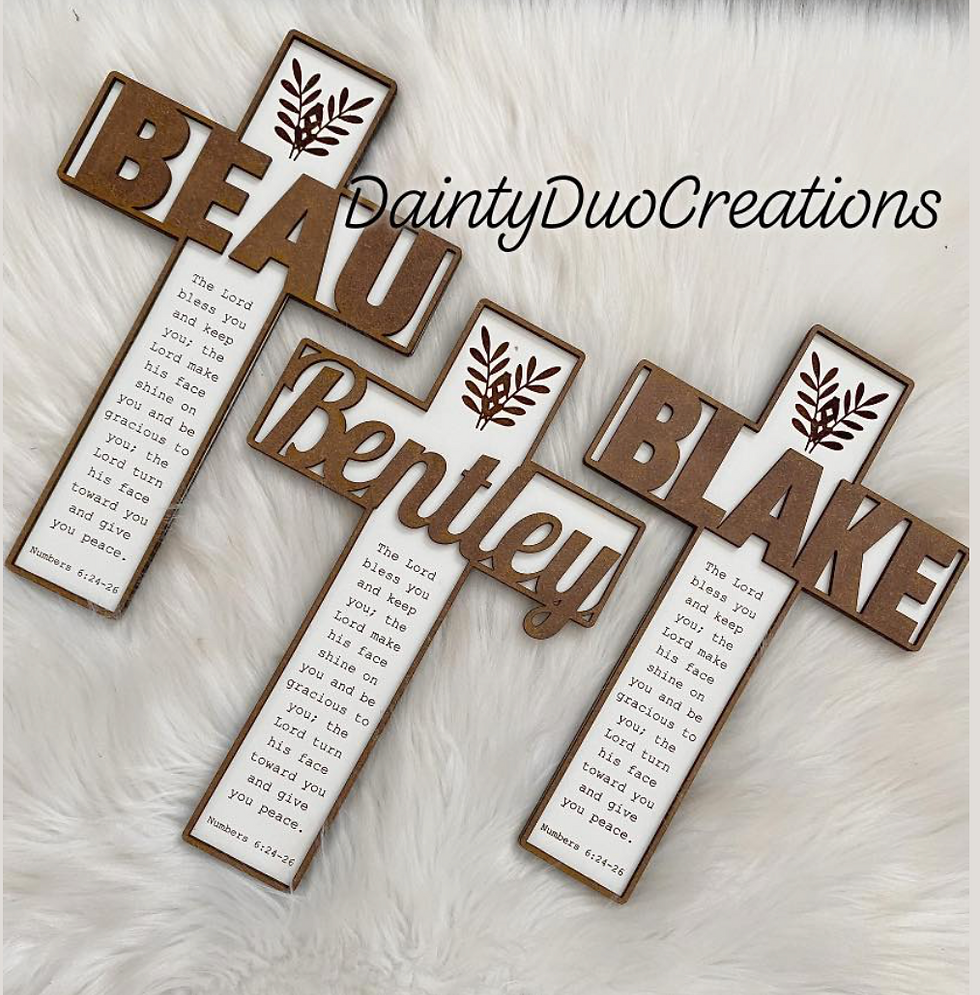 Thumbnail: Personalized Laser Engraved Wooden Cross
