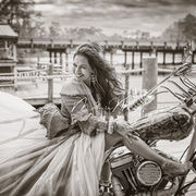 Love on Two Wheels: Capturing the Romance of a Custom Chopper in 30A Florida.