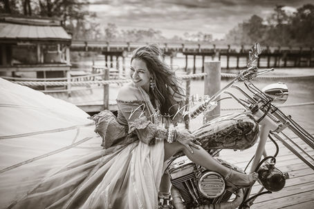 Love on Two Wheels: Capturing the Romance of a Custom Chopper in 30A Florida.