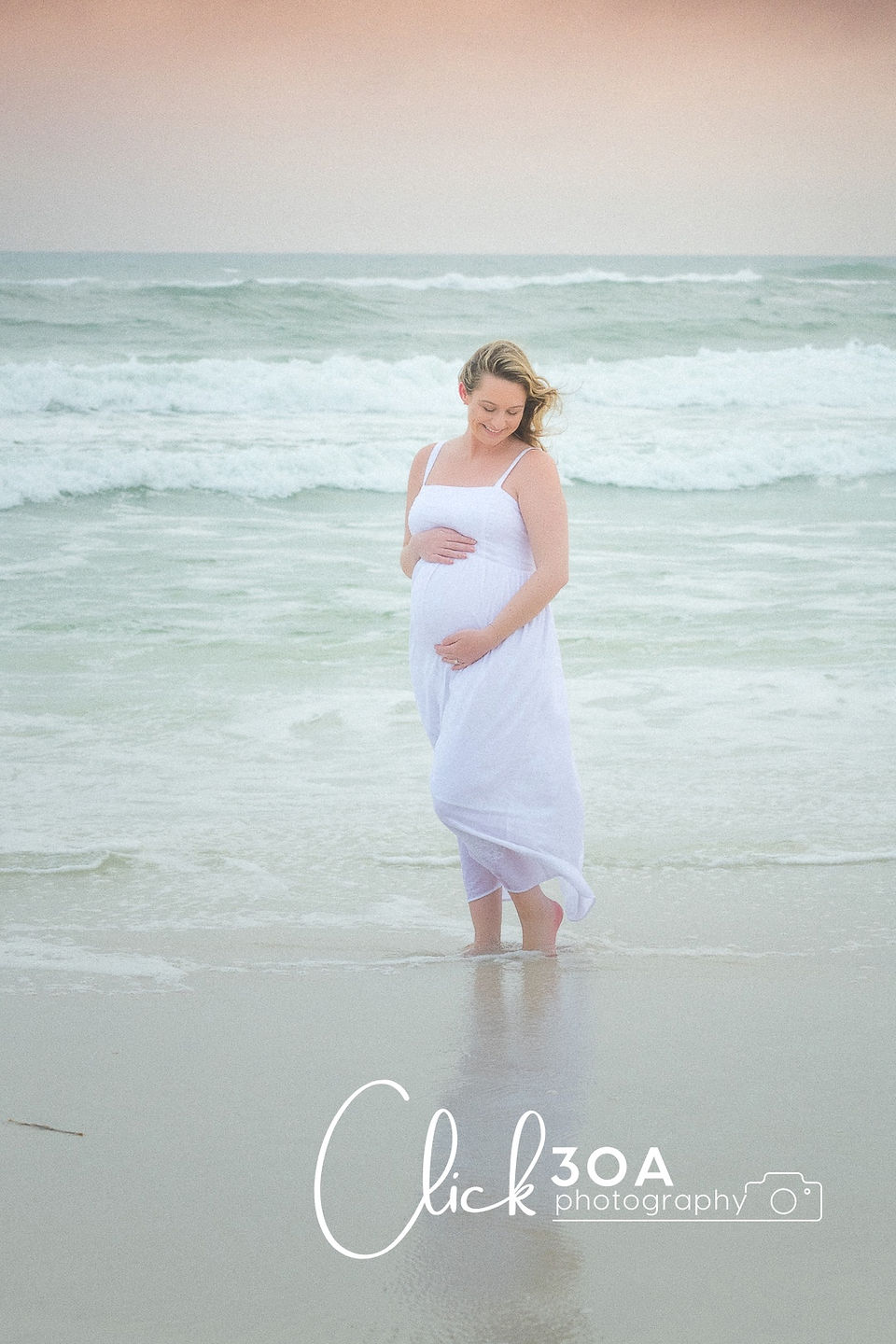 Neon and natural light blend for a vibrant 30A Maternity Portraits session filled with hope.