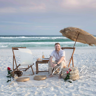 30a surprise proposal beach picnic setup