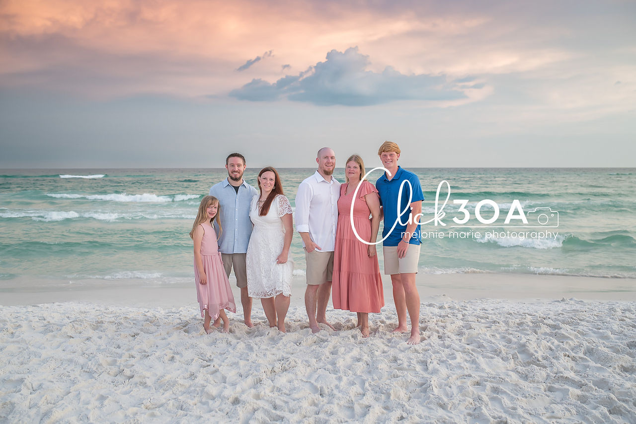 Santa Rosa Beach Photos at sunset with clouds