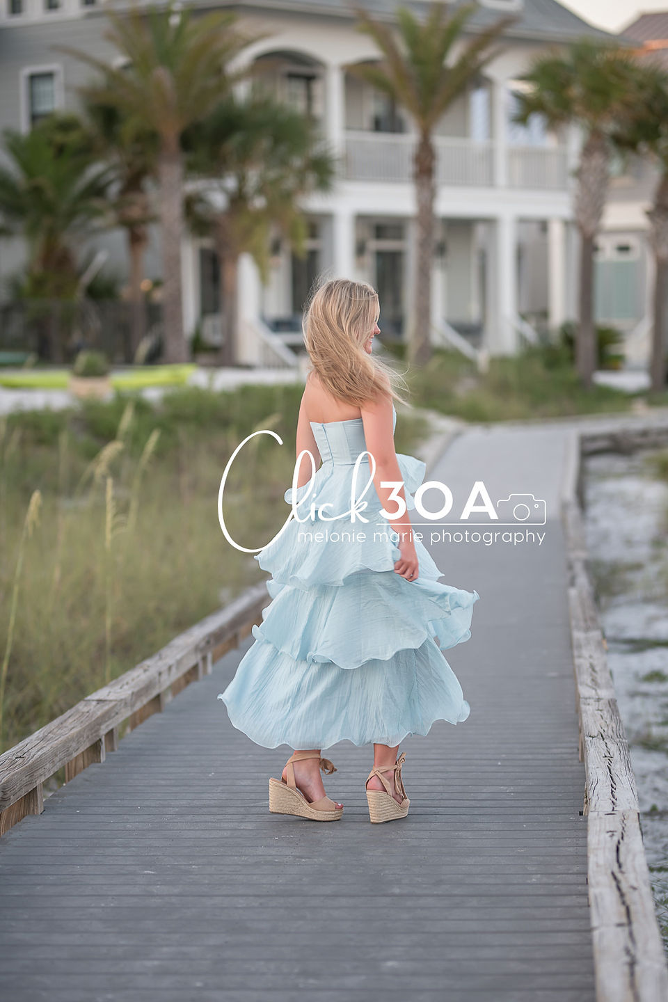 Grayton Beach Senior Portraits girl in aqua dress