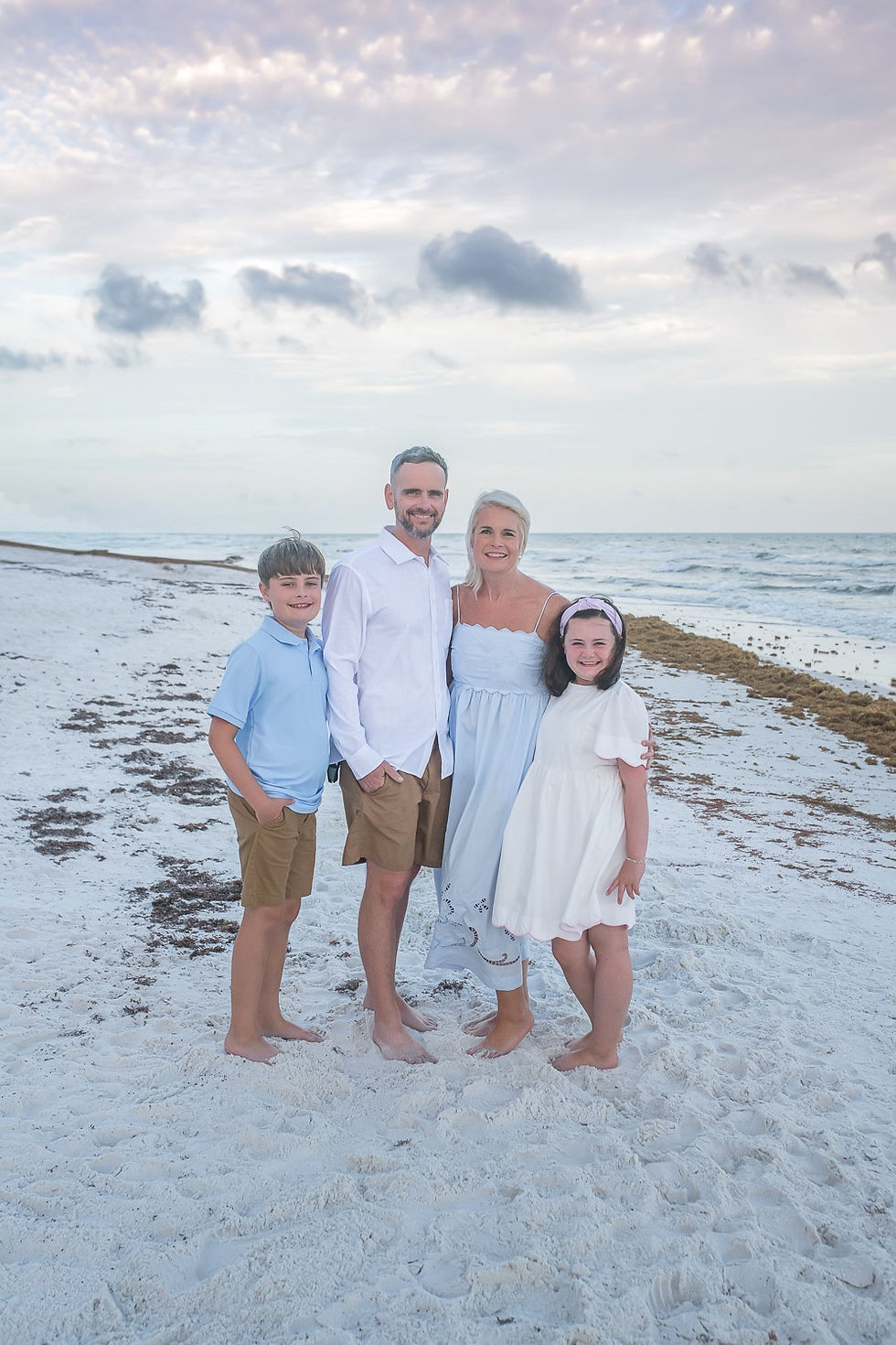 Where to buy heirloom art photography prints in 30A Florida featuring a family walking along Seagrove Beach at sunset.