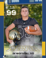 Focused and ready: a Bay Haven Charter Academy football player gets his portrait taken by a Panama City photographer on Media Day.