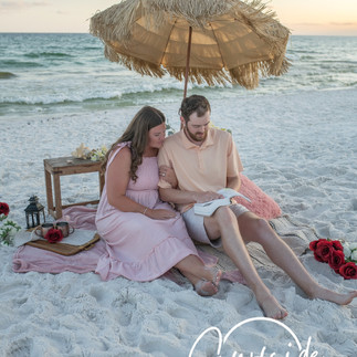 surprise proposal in 30A weather-wise planning, sheltered spot chosen for wind and tide, decor secured for a clean, calm scene